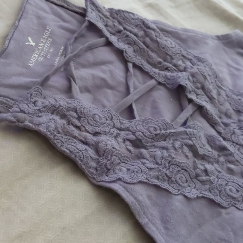 American Eagle Outfitters Purple Lace Bodysuit